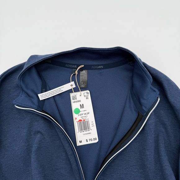 NWT New Adidas Men's 3-Stripe 1/4 Quarter Zip Golf Pullover Medium M Shirt Top - Picture 6 of 8